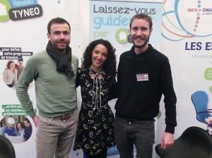 Emmanuelle Rivassoux, marraine de la 21e édition du Salon de l’Habitat de Quimper, en visite sur le stand commun réseau TYNEO / Espace->Info Energie - QCD 2018