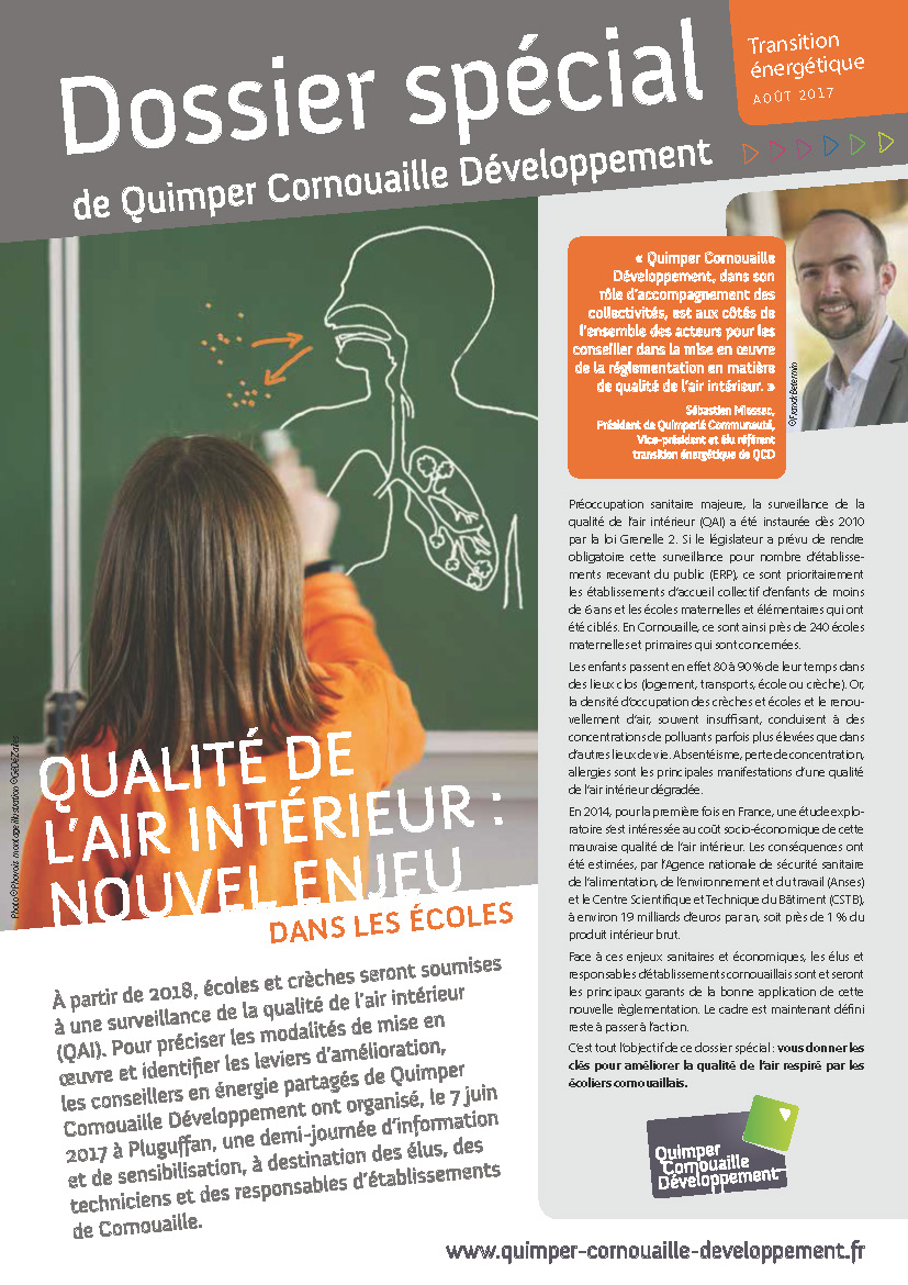 Dossier spécial de Quimper Cornouaille Développement. Qualité de l'Air Intérieur: nouvel enjeu dans les écoles (septembre 2017)