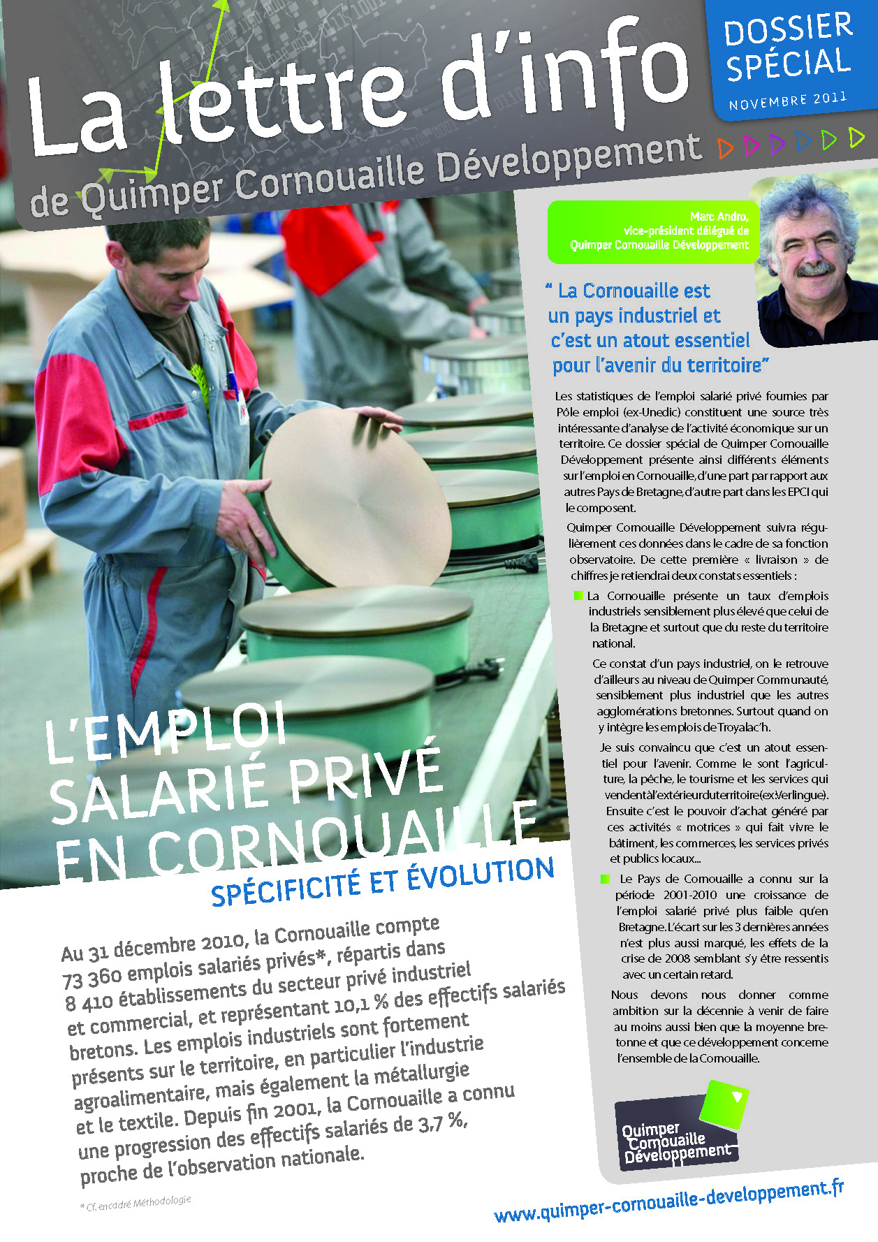 Dossier spécial de Quimper Cornouaille Développement. L'emploi salarié privé en Cornouaille