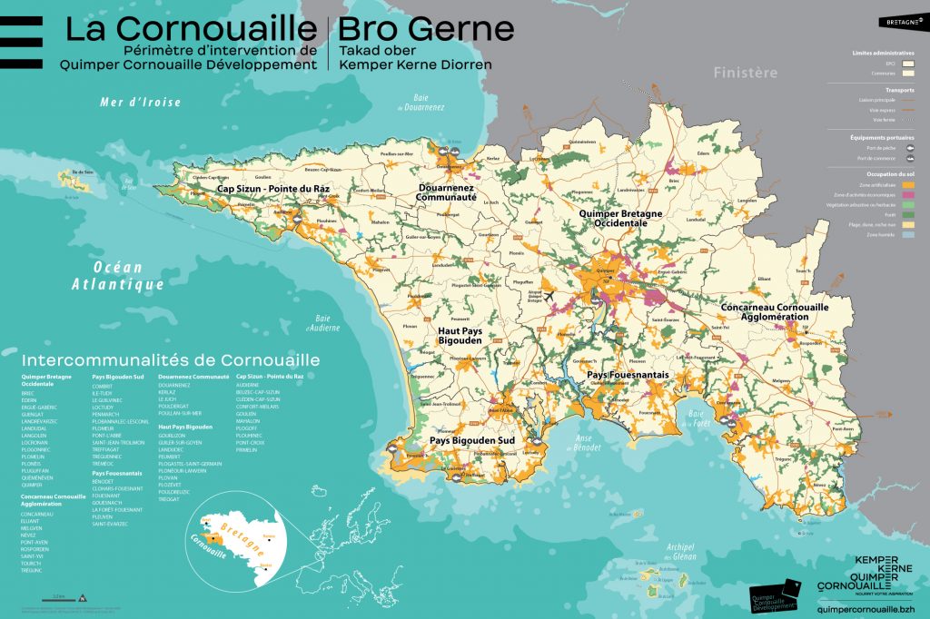 Carte de Cornouaille réalisée par Quimper Cornouaille Développement (2020)