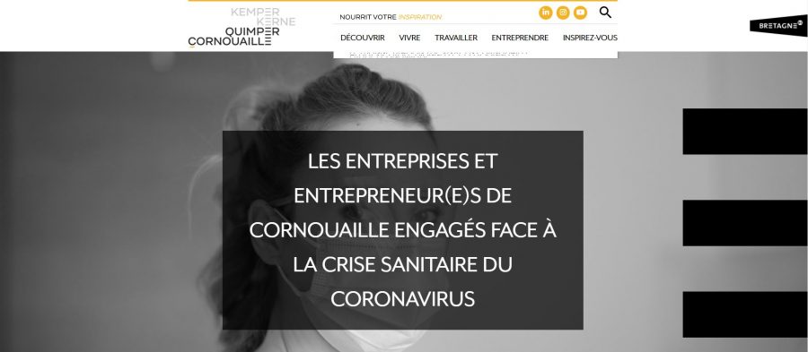 Page covid-19 de la plateforme attractivité www.quimpercornouaille.bzh