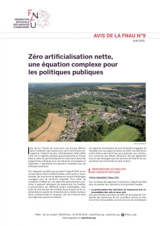 Avis FNAU n°9, zéro artificialisation nette (juin 2020)