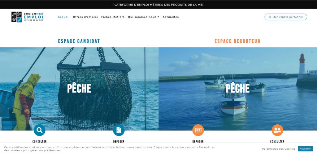 Breizhmer, la plateforme dédiée à l'emploi de la filière bretonne des produits de la mer www.breizhmer-emploi.bzh