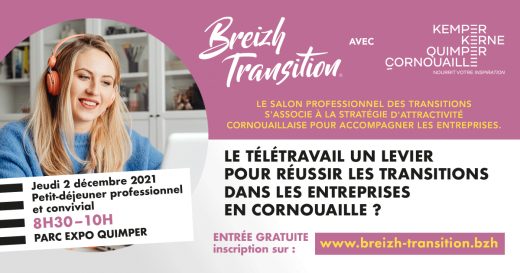 Petit-déjeuner sur el télétravail organisé par aQuimper Cornouaille nourrit votre inspiration et Breizh Transition (2 décembre 2021)