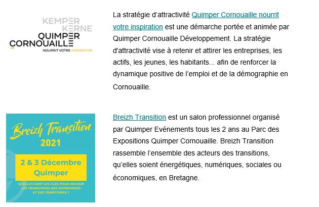 Quimper Cornouaille nourrit votre inspiration et Breizh transition organisateurs du petit-déjeuner professionnel sur le télétravail (2/12/2021)